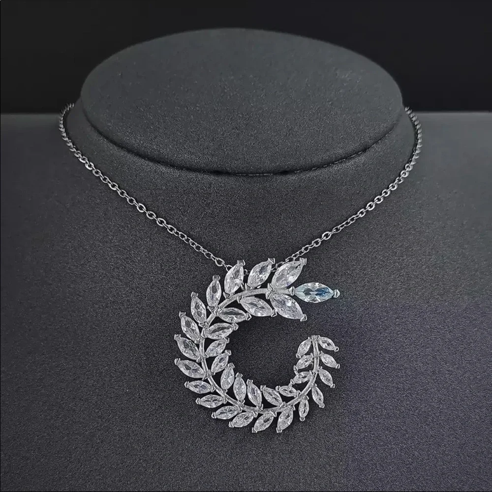 New Luxury Marquise Silver Color Diamond Necklace